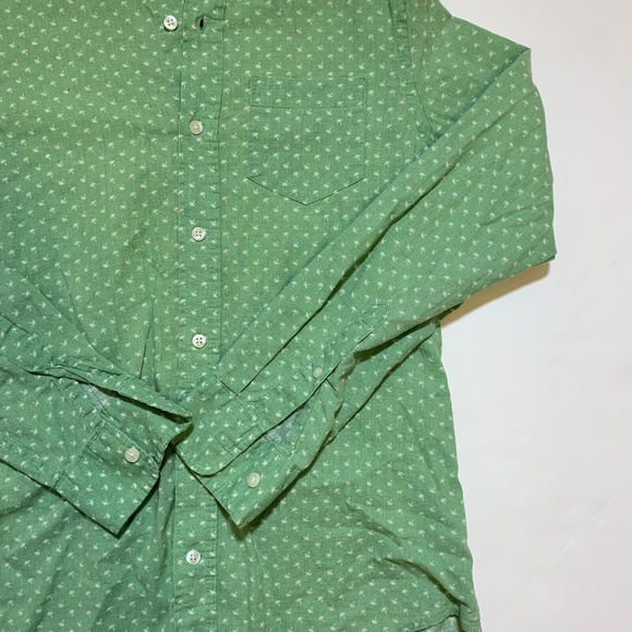 Gap Button-Down Men's Green Classic Fit Palm Trees Long Sleeve Shirt Size XS - Picture 2 of 9